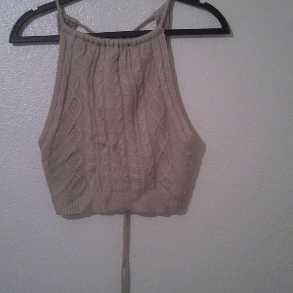 Tie backless lace up cable knit top - Picture 1 of 2
